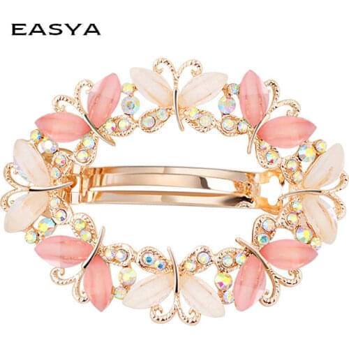 EASYA 2018 New Fashion Butterfly Hair Clips For Women Girls Crystal Rhinestone Barrettes Hairpin Hair Accessories