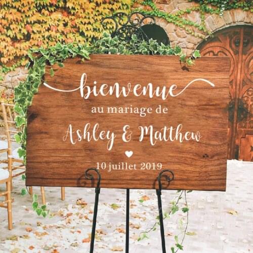 French/Spanish Wedding Wall Stickers Wedding Welcome Stickers Board Sign Wall Decal Romantic Mariage Decoration Poster