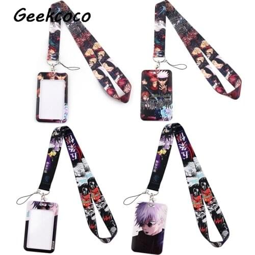 J2318 Anime Id Card Holders Case Mobile Phone Straps Key Badge Camera USB Holders Neck Rope Lanyard with Keyring