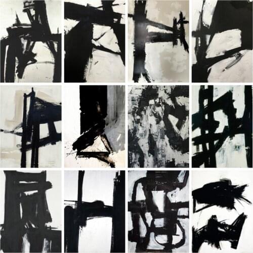 Painting canvas art modern nordic poster Black and white plant photography Large Abstract wall prints for living room home decor