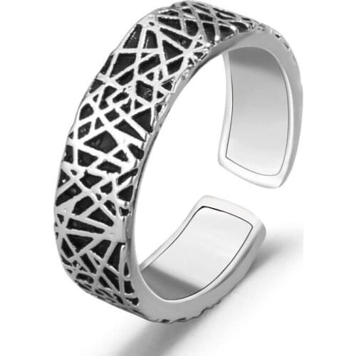 Sasusp Classic Stripe Texture Birds Nest Weaving Rings Fashion Fine Geometric Jewelry Women Men Romantic Couple Engagement Gift