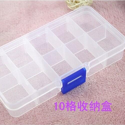 10 Slots 15 Grid Clear Empty Divided Storage Box Jewerly Nail Art Tips Rhinestone Small Beads Case Detachable Organizer Box
