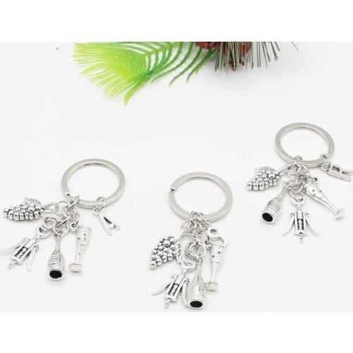 Red Wine Decoration Keychain Couple Wine Friendship Pendant Gift Bottle Opener Creative Handmade Letters A-Z Jewelry