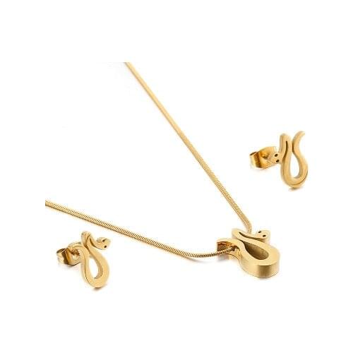 Fashion Women Silver Color Gold sets Stainless Steel Round Pendant Necklace Jewelry