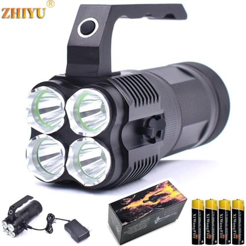 Powerful LED Flashlight Portable Spotlights Flashlight Searchlight 4*L2 Lamp Bead Use 4 18650 Battery for Expeditions Camping