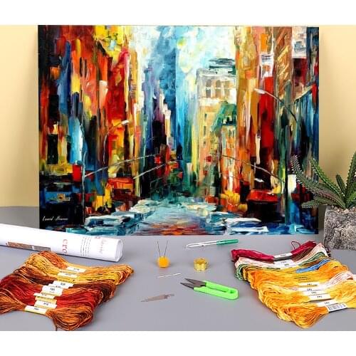 New York Early Morning Pre-Printed 11CT Cross Stitch Complete Kit Embroidery DMC Threads Handmade Hobby Knitting Mulina