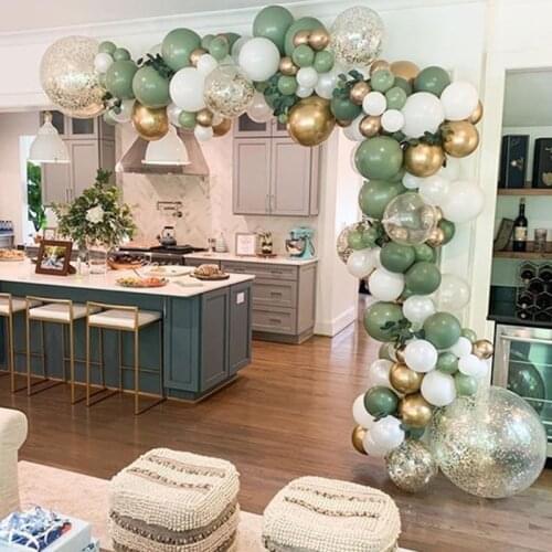 New INS Retro Green Balloon Wedding Arch Adult Birthday Party Theme Set Balloon Arch Garland Background Decoration