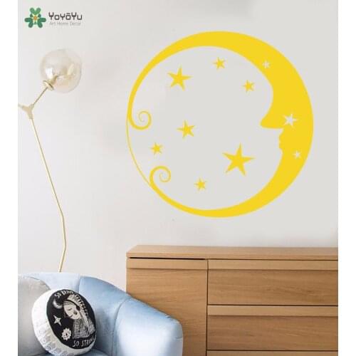 YOYOYU Wall Decal Moon Face Stars Pattern Wall Stickers For Kids Rooms Art Mural Removable Baby Bedroom Interior Home DecorSY887