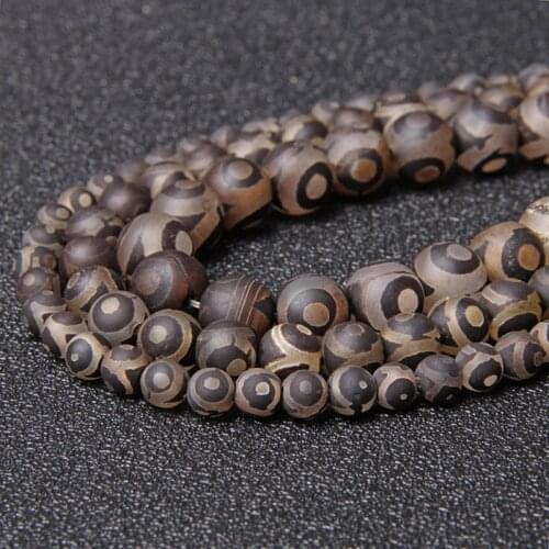 Natural Tibetan Dzi Eyes Aagtes Beads 6 8 10mm Round Brown Aagtes Loose Beads for Jewelry Making DIY Bracelet Necklace Supplies