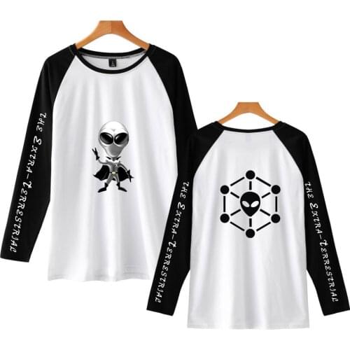 New Long sleeves t shirt Letter Harajuku ET Print Tops O-neck Patchwork mens t shirt sweatshirt stranger things topsHarajuku