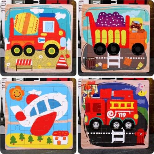 New 16 Piece wooden puzzle animal cartoon plane wooden puzzle toy childrens Toy Festival gift Childrens montessori Toy