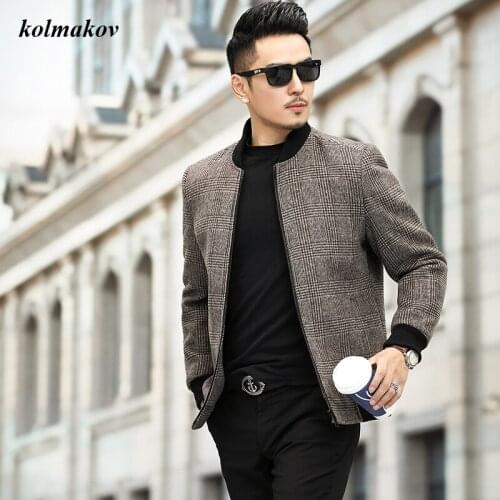 New Arrival Autumn Style Men Boutique Baseball Collar Jacket Fashion Casual Plaid Rib Sleeve Mens Zipper Jacket Coat SIze M-4XL