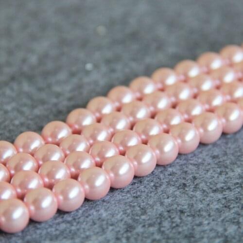 New Hot sale beautiful 10mm Pink Shell Glass Round beads DIY women loose beads 15inch 2pc/lot Jewelry making design wholesale