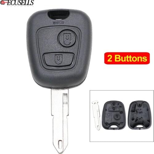 New Replacement 2 Button Remote Key Shell Case Smart Car Key Housing Cover Fob For Peugeot 106 206 306 406 with Uncut Blade
