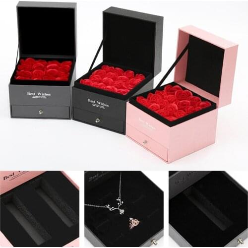 Engagement Ring Necklace Holder Paper Box Drawer Jewelry Surprise Gift Case