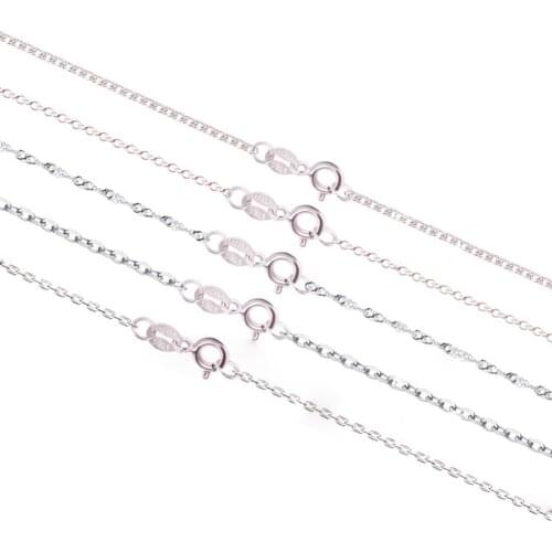 High Quality Silver Color Necklace Classic Basic Silver Chains Lobster Clasp Adjustable Fashion Jewelry