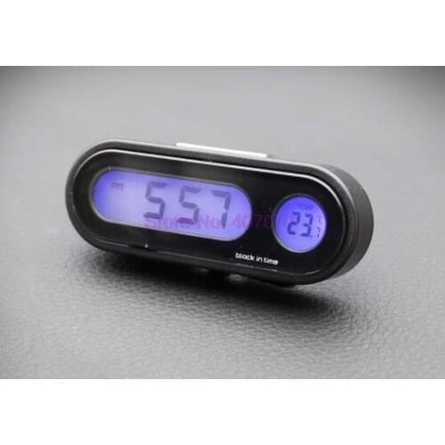 By DHL or Fedex 100pcs Mini Car Thermometer LED Backlight Auto Digital Clock Calendar Automotive Temperature Meter Gauge