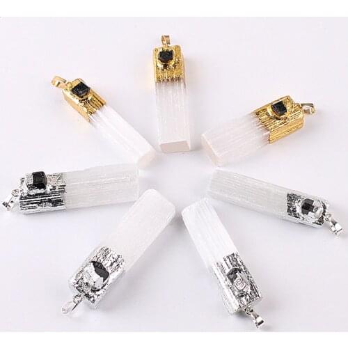 1PC Quartz Black Tourmaline Pendants Jewelry Amethysts Pendant Plaster With Citrines Natural Crystal Pendant Gold Plating