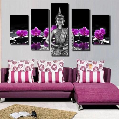 Full Square/Round Drill 5D DIY diamond painting 5pc Buddha statue Pictures mosaic Diamond Embroidery Wall Arts J1762