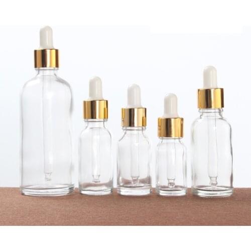 5ml 10ml 15ml 30ml 50ml 100ml Transparent Glass Dropper Bottle Empty Cosmetic Packaging Container Vials Essential Oil Bottles