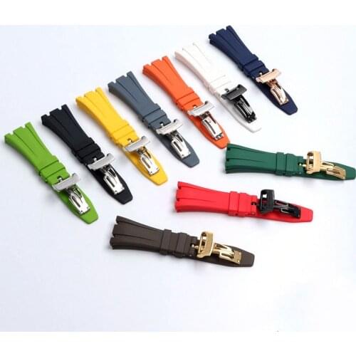 Nature Silicone Rubber Watchband For AP Strap Folding Buckle 26mm for Audemars And Piguet Watch Band 15400/26470/15703