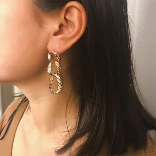 Irregular Round Punk Dangle Earrings Gold Cool Temperament Ear Jewelry Trend Simple Earrings Party Decoration ET1402