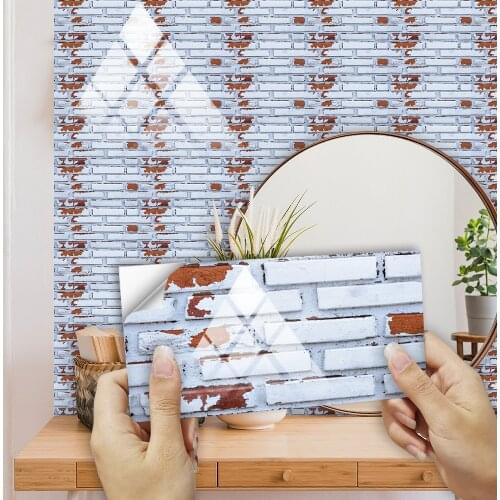 Gray & Purple Red Flat Marble Texture Embossing Tiles Wall Sticker Kitchen Oil-Proof Bathroom Waterproof Peel & Stick Wallpaper