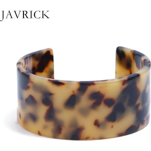 Acrylic Tortoise Shell Resin Wide Cuff Bangle Bracelet Leopard Print Fashion Jewelry Women Personality Hand Decoration Gift