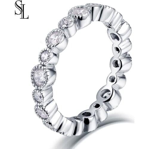 SL New Fashion For women 925 Sterling Silver Rings Rose Gold Hollow Love Finger Ring For Wedding Jewelry Gift