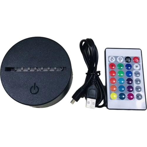 ABS Acrylic 3D LED Night Light Lamp Base Stand Black With Power Adapter USB Cable+Remote Control For Christmas birthday Gift