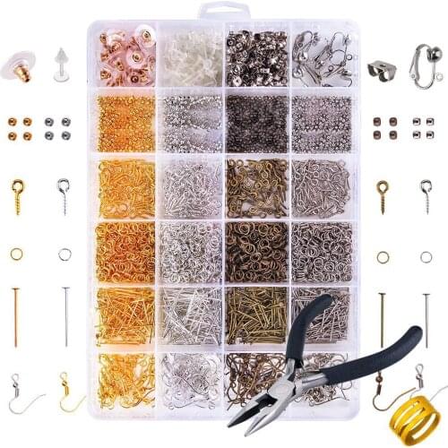 24 Grid Ornament Accessories 2758pcs Earring Material DIY Ear Hook Accessories Earplugs jewelry making supplies