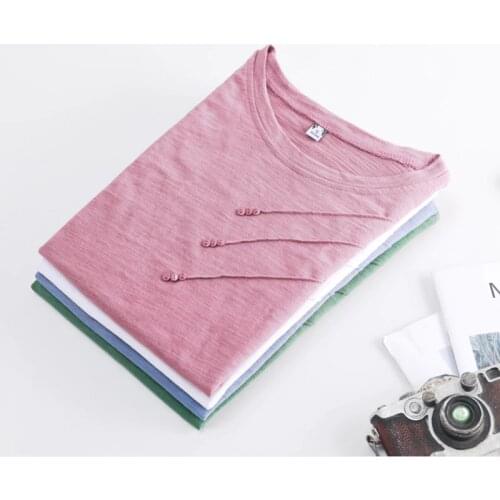 O-Neck Button Women T Shirt Summer Tops 2021 T-Shirt Cotton Short Sleeve Korean Fashion Clothing Camiseta Mujer Vetement Femme