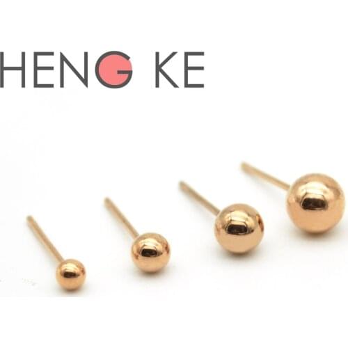 New Arrival Rose Gold Ear Stud Pin Round Ball Girls Fashion Earrings for Women 316l Stainless Steel Good Quality Wholesale