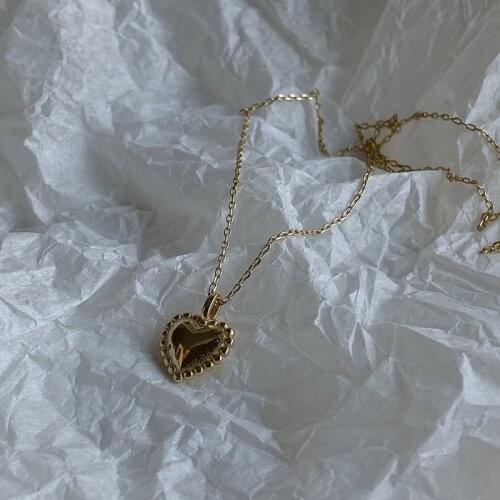 Silvology 925 Sterling Silver Bead Side Heart Pendant Necklace Glossy Chic Frosty Style Elegant Necklace for Women Fine Jewelry