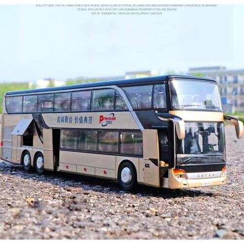 1:32 High Simulation Double Sightseeing Bus Model Toy Cars Alloy Flashing Sound Vehicle Toys for Kids Children Birthday Gifts