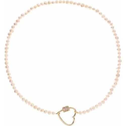 2020 statement zircon spiral buckle pendant necklace women natural freshwater pearl HOLLY JUNE Locked Heart Necklace