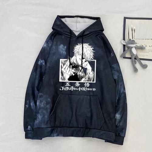 2021 Anime Tie-dye Sweatshirt Hoodie Itadori Pullovers Tops Long Sleeve Uniex Clothes Vintage Hoodie Men Lounge Wear