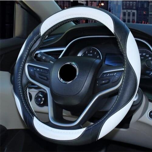 38CM Car Steering Wheel Cover Anti slip Leather Cars Wheels Covers Breathable Hand Stitching Steering-Wheel Car-stying Universal