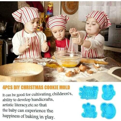 4Pcs Easter Bunny Pattern Plastic Animal Baking Mold Kitchen Biscuit Cookie Cutter Pastry Plunger Fondant Cake Decorating Tools