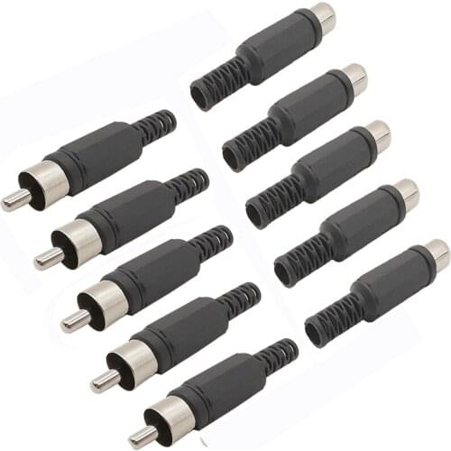 50Pcs Male Female RCA Audio Connector Lotus Plug Socket Video Solder Cable Wire Adapter Red Black