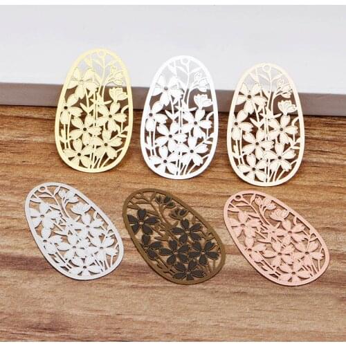 500pcs 40*25mm Brass Metal Ancient Filigree Corner Flower Pendant Charms Decorative DIY Jewelry Clothing Accessories Wholesale