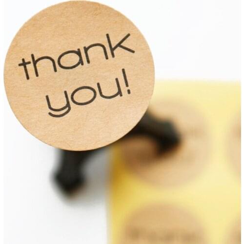 600pcs Thank you Kraft Paper Stickers Retro Invitation Envelope Seal Stickers DIY Party Decoration Cake Packaging Gift Sticker