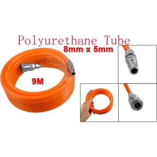 8mm x 5mm Polyurethane PU Air Compressor Hose Tube Orange 9M 29.5Ft