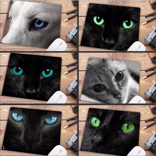 Mairuige Big promotion Cat green eyes cat Face gamer play mat Mousepad Design Pattern Computer Mousemat Gaming Mouse Pad 22X18CM