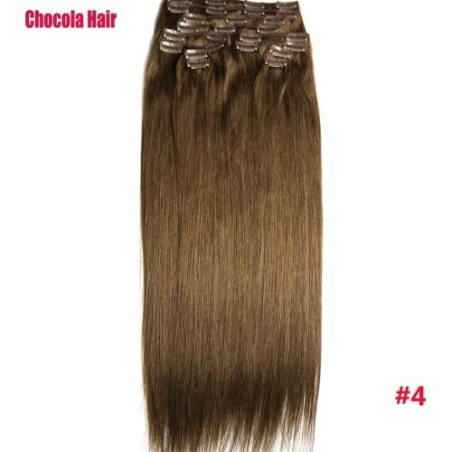 Chocola Full Head Brazilian Machine Made Remy Hair 12pcs Set 260g 16"-28" Natural Straight Clip In Human Hair Extensions