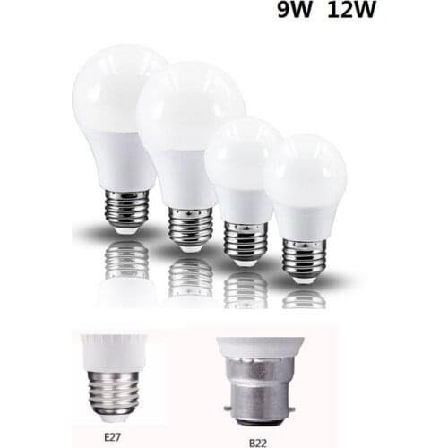 E27 B22 LED Blub Dimmable 220V 9W 12W Table lamp Light Bulb Smart IC Real Power High Brightness Warm white Cold white SMD2835