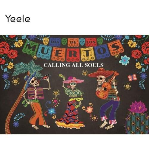Yeele Day Of The Dead Backdrops Photocall Mexican Dia De Los Muertos Photography Background Skull Dress-Up Fiesta Party Props