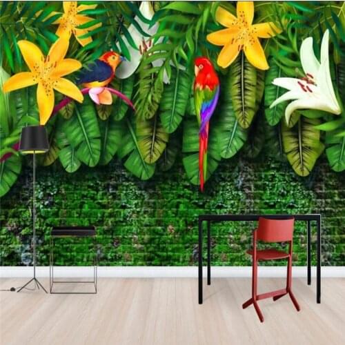 Beibehang Custom Photo Wallpaper Large Mural Wall Sticker Green Coconut Tree Tropical Rainforest Plant Background Wall