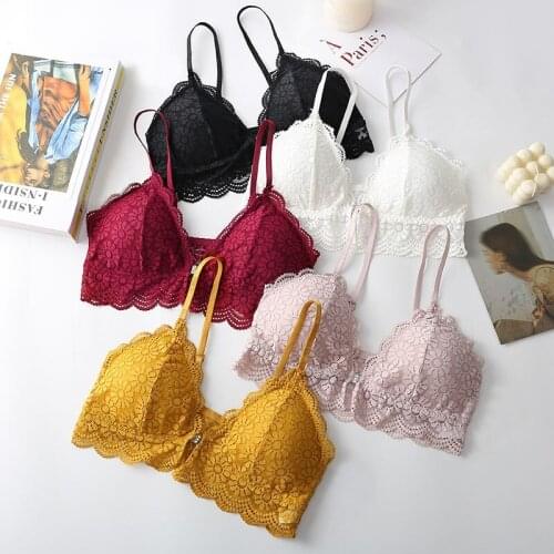 French Sexy Lace Wireless Front Closure Bras For Women Sexy Lingerie Comfort Bra Adjusted Backless Bralette