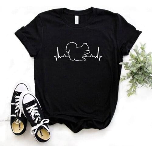Harajuku-Style ECG Squirrel Printed Short Sleeve Round Collar T-shirt Graphic Tees Women Unif Kawaii Womens Shirts